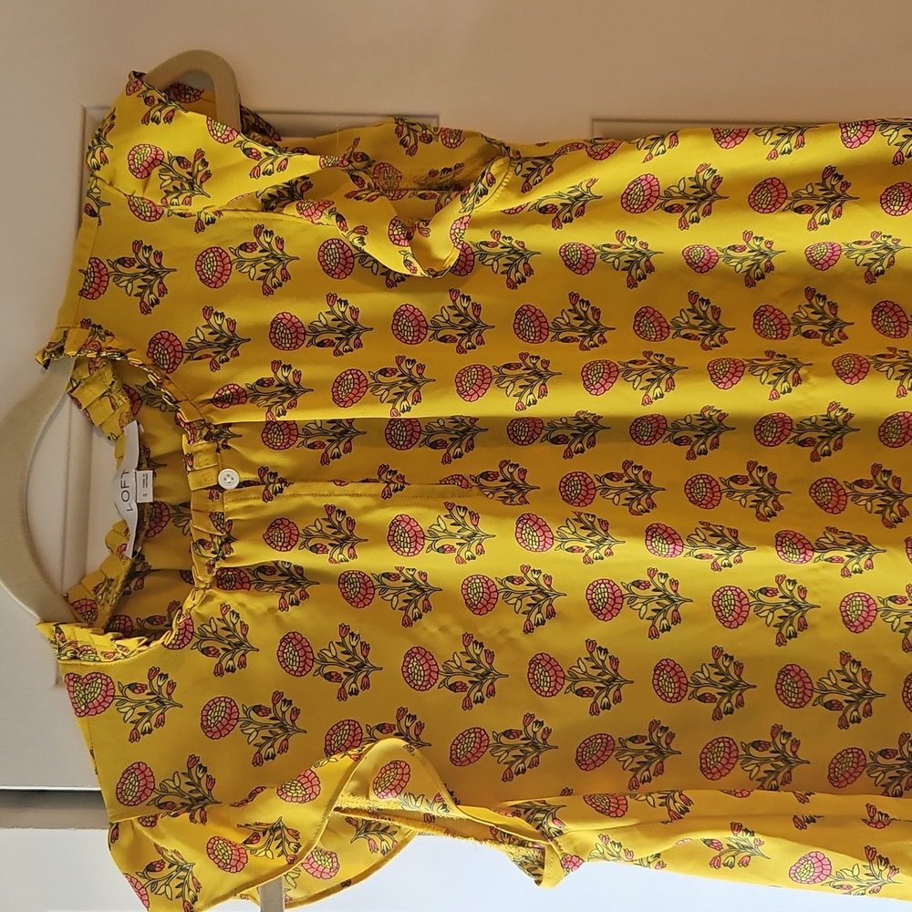 LOFT Yellow Floral Blouse